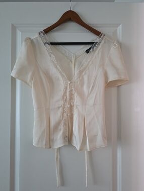 Lace Button Front Blouse Coastal Cowgirl Coquette Womens S Romantic Whimsical